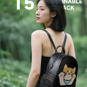 T5 Trendy Rivet LED Personalized Backpack (Black)