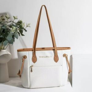 Contrast Color Pebbled Leather Tote Bag for Women 🛍️
