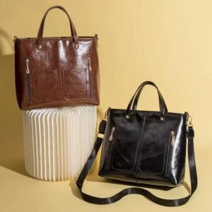 Waxed Faux Leather Multi-Function Tote & Crossbody Bag 🎒