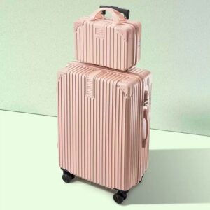 Unisex Striped Aluminum Frame Luggage Set with Vanity Case 🧳