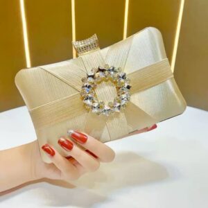 Socialite Style Pleated Fabric Crystal Clutch Purse