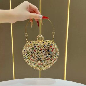 Full Rhinestone Heart-Shaped Clutch Evening Bag