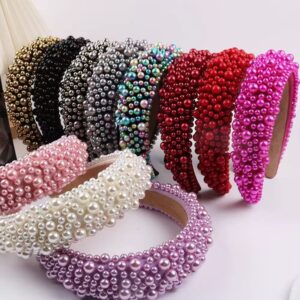 Baroque Sponge Full Pearl Headband Handmade Retro Hair Hoop Hair Accessory