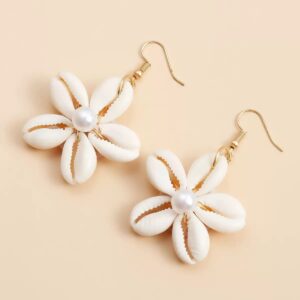 Handwoven Shell Flower Pendant Earrings & Beach Jewelry Necklace
