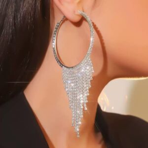 Sparkling Full Rhinestone Hoop Earrings