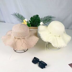 Woven Paper Straw Bucket Hat, Beach Sun Hat